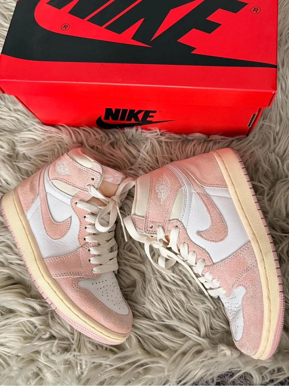Nike Women’s High-Top Sneakers — Light Pink & White